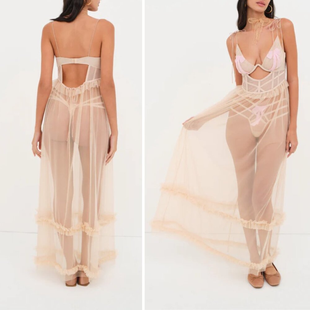 NWT For Love and Lemons Akeria Maxi Slip Dress XXS